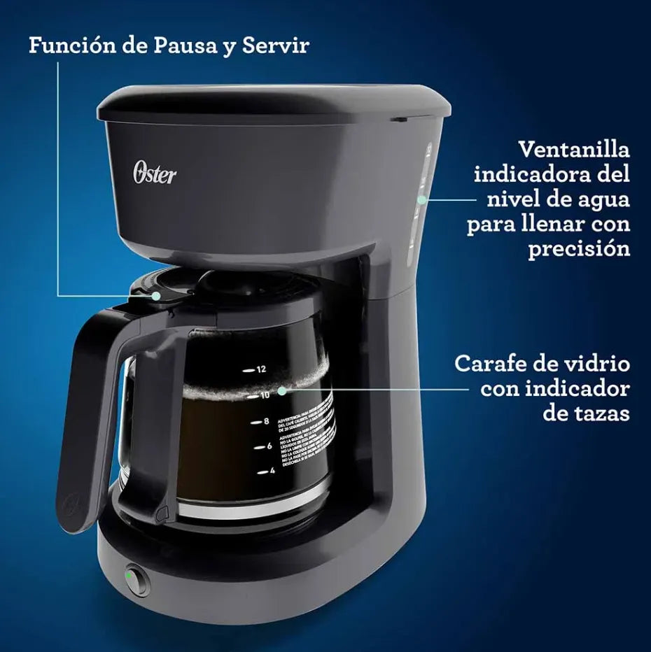 Cafetera 12 Tazas Oster Semi Autimática Filtro permanente