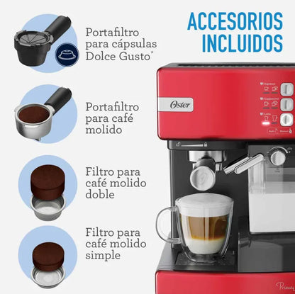 Cafetera Automática De Espresso Roja Oster Primalatte BVSTEM6603R