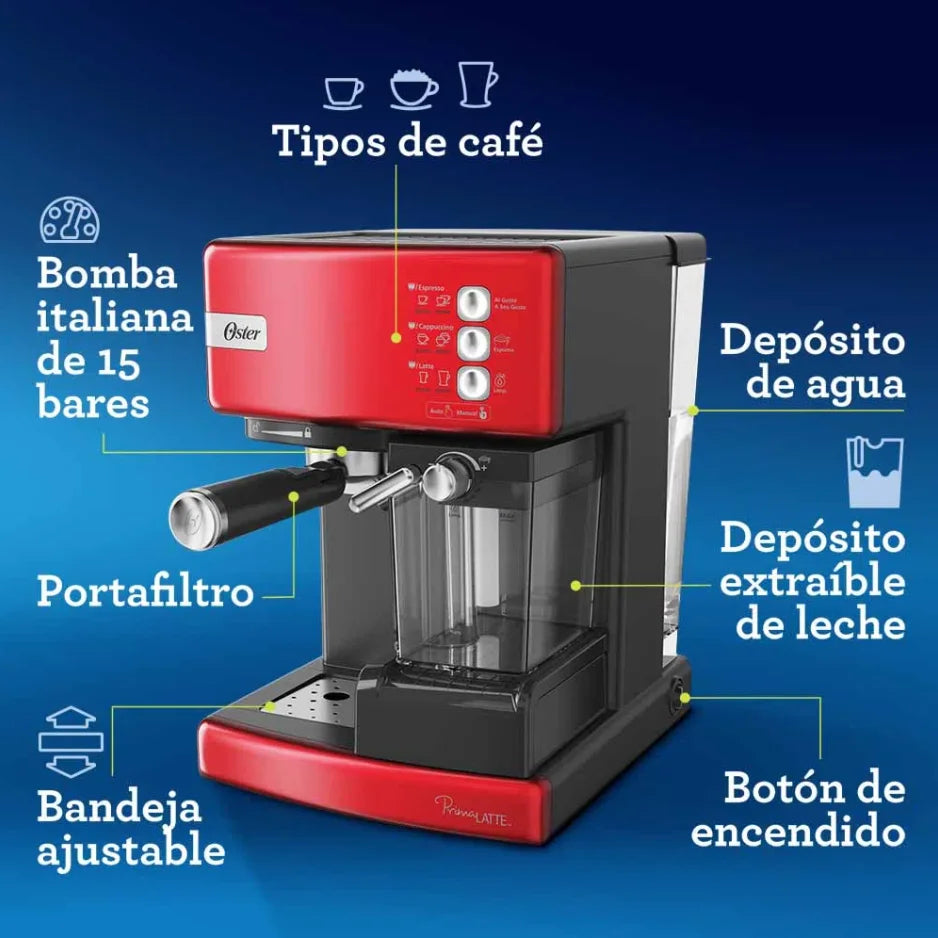 Cafetera Automática De Espresso Roja Oster Primalatte BVSTEM6603R